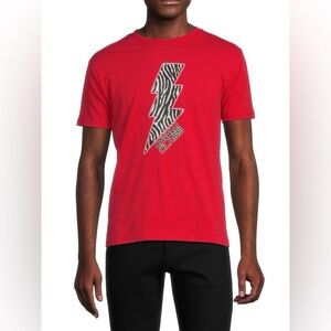 Roberto Cavalli Class Short Sleeve Logo Tee T-Shirt Red XXL Zebra Lightning Bolt